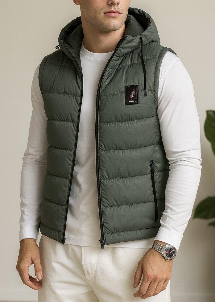 Men’s olive green Insulated Sleeveless Puffer Jacket