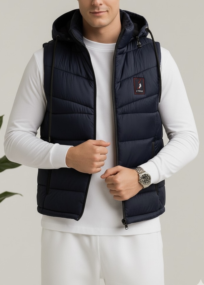 Men’s Navy Blue Insulated Sleeveless Puffer Jacket