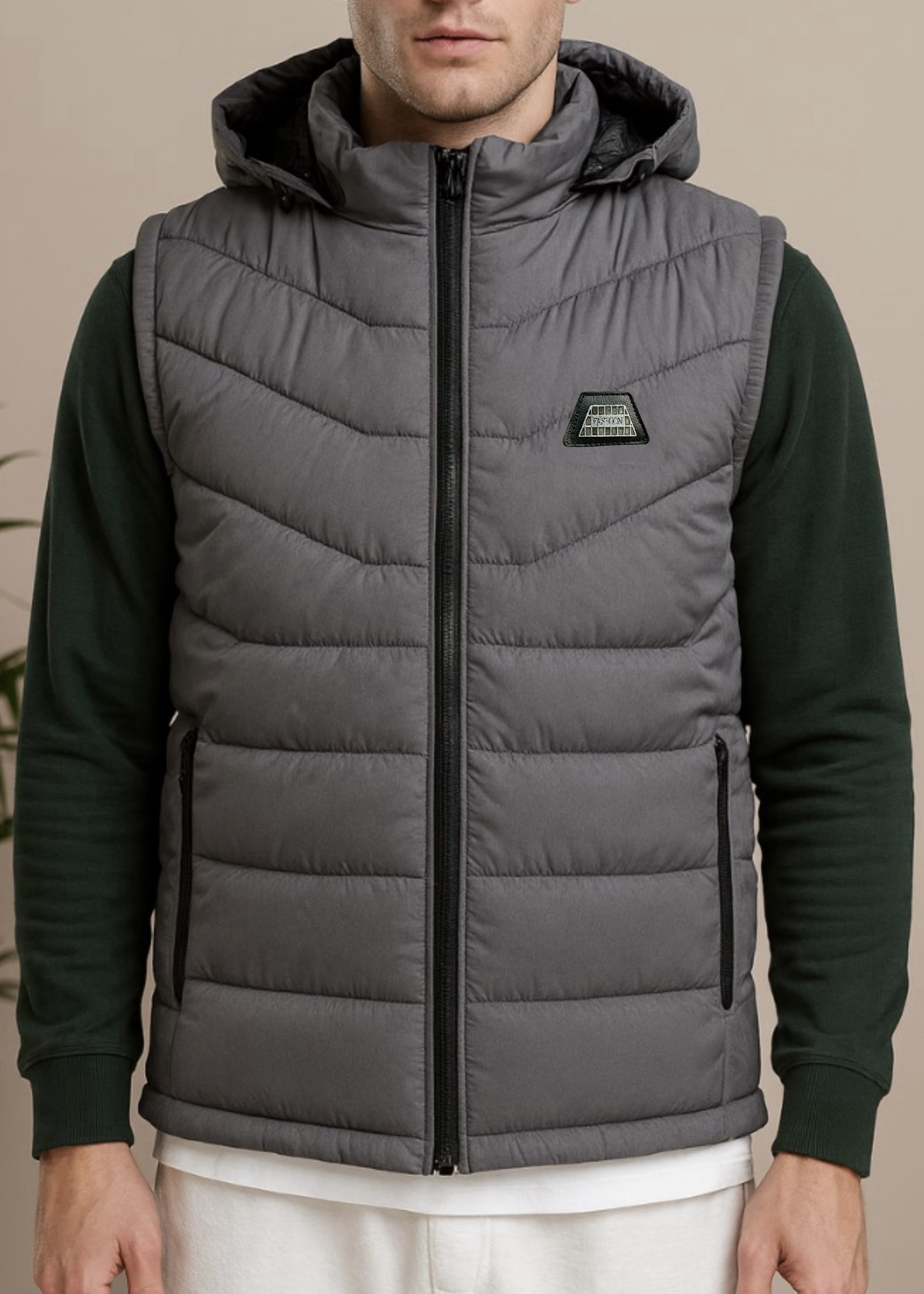 Men’s Gray Insulated Sleeveless Puffer Jacket