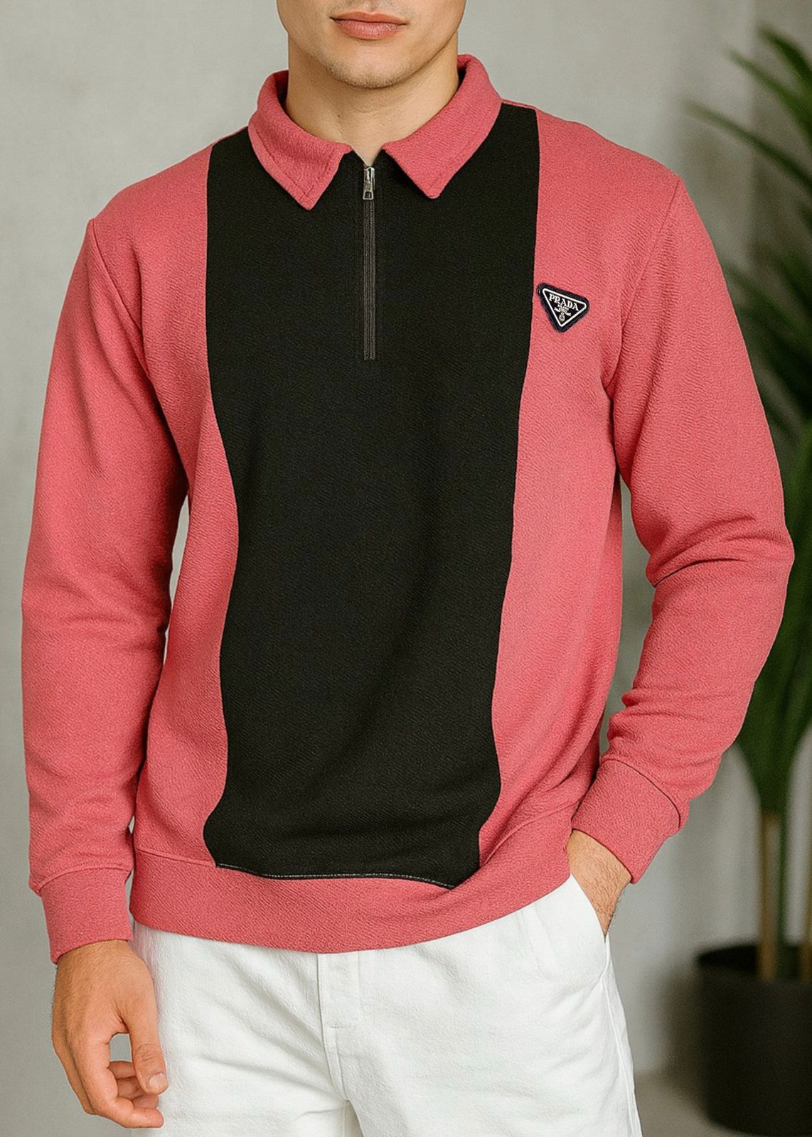 Colorblock Zip-Neck Polo