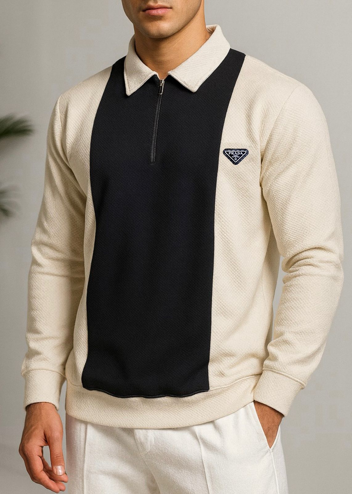 Colorblock Zip-Neck Polo