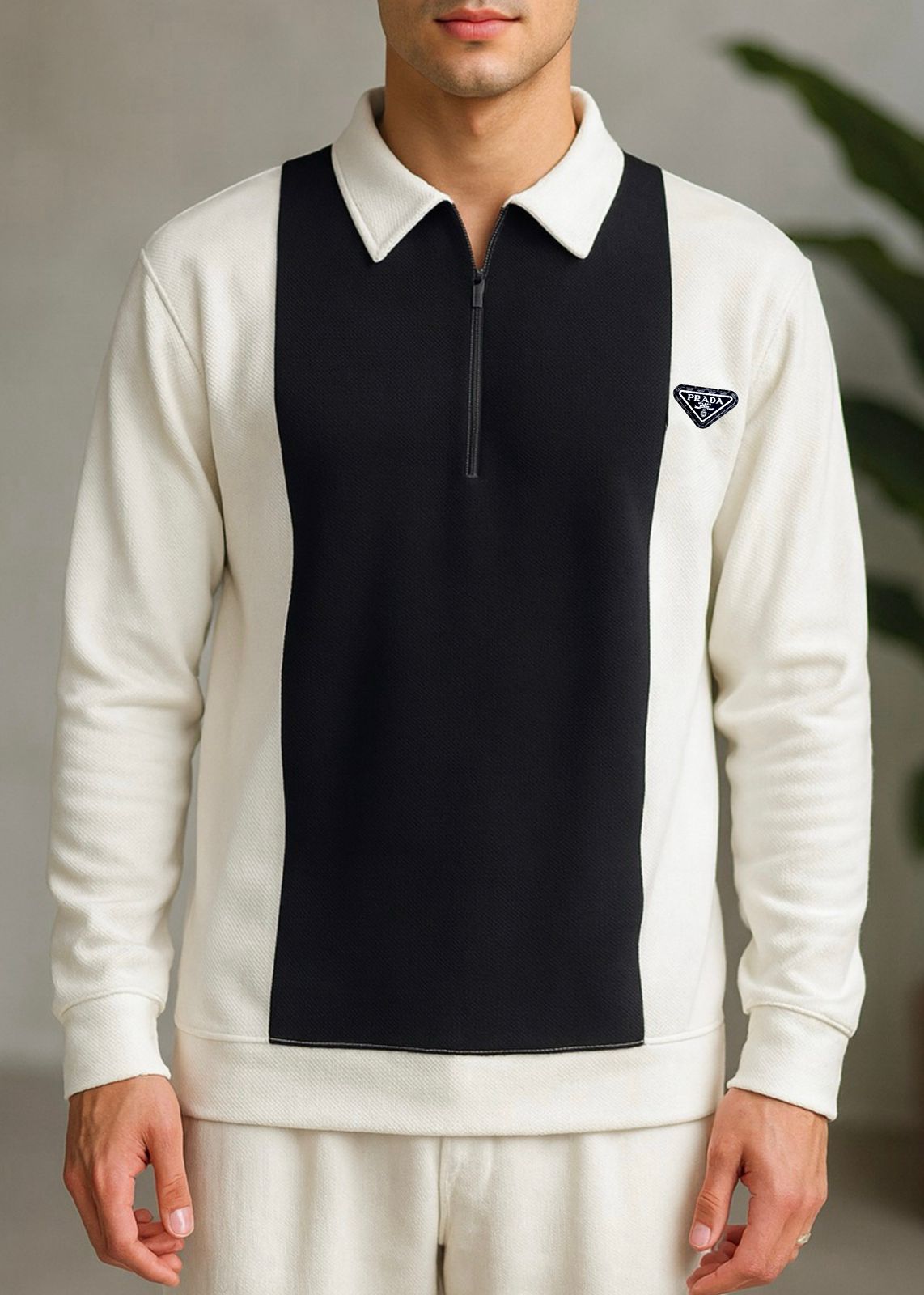 Colorblock Zip-Neck Polo