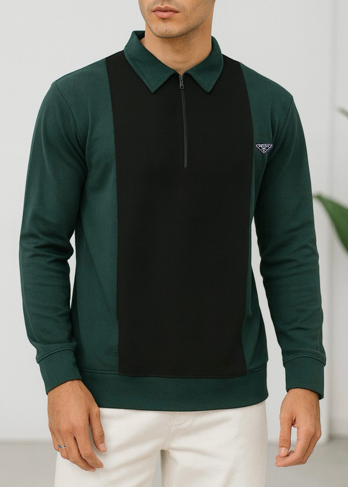 Colorblock Zip-Neck Polo