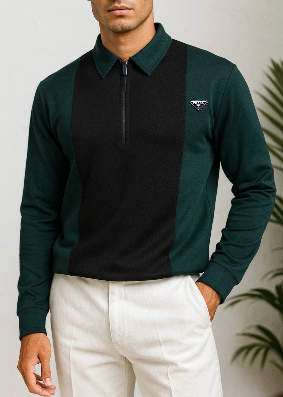 Colorblock Zip-Neck Polo