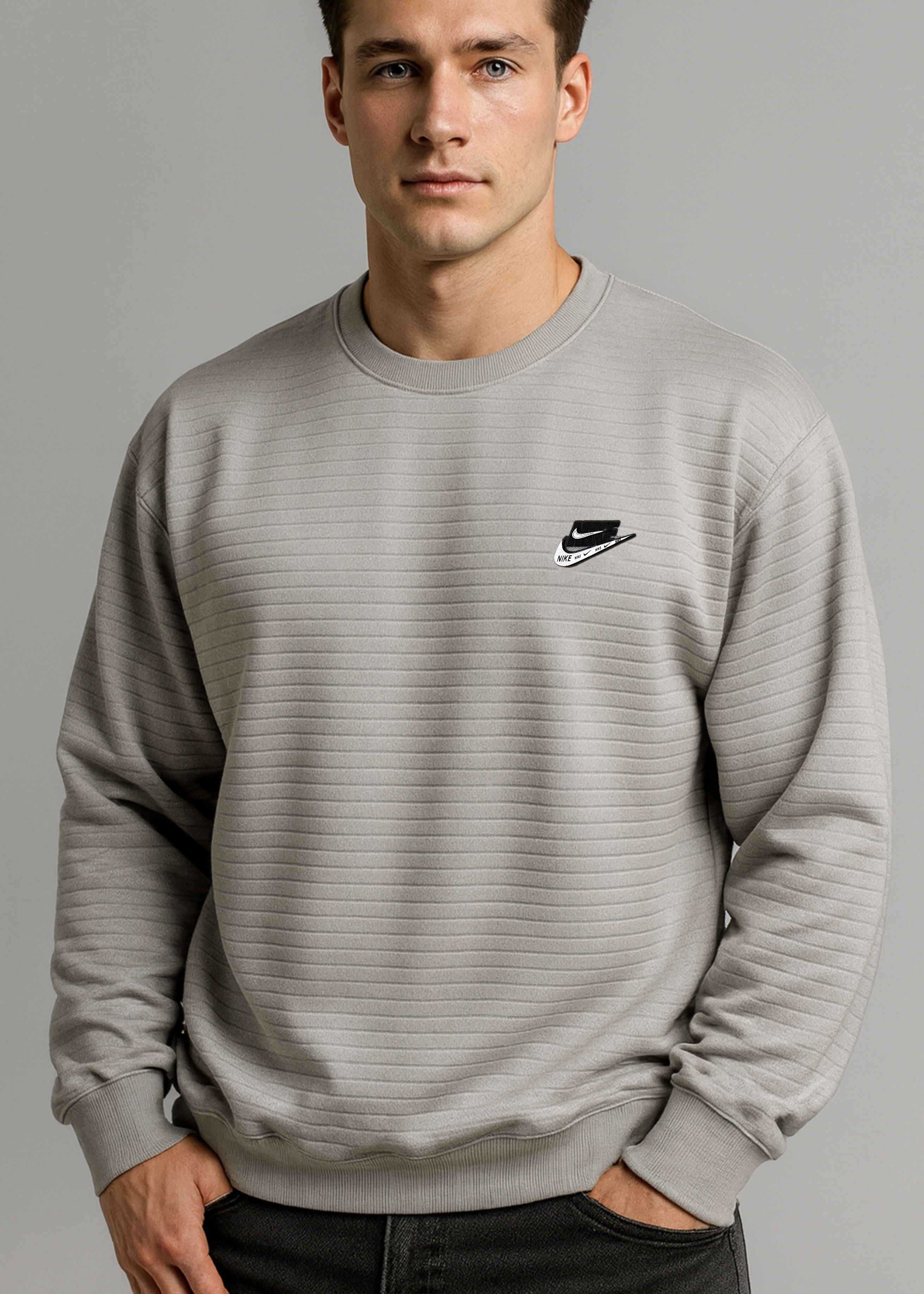 HERITAGE WAVE TEXTURED SWEATSHIRT-GRAY