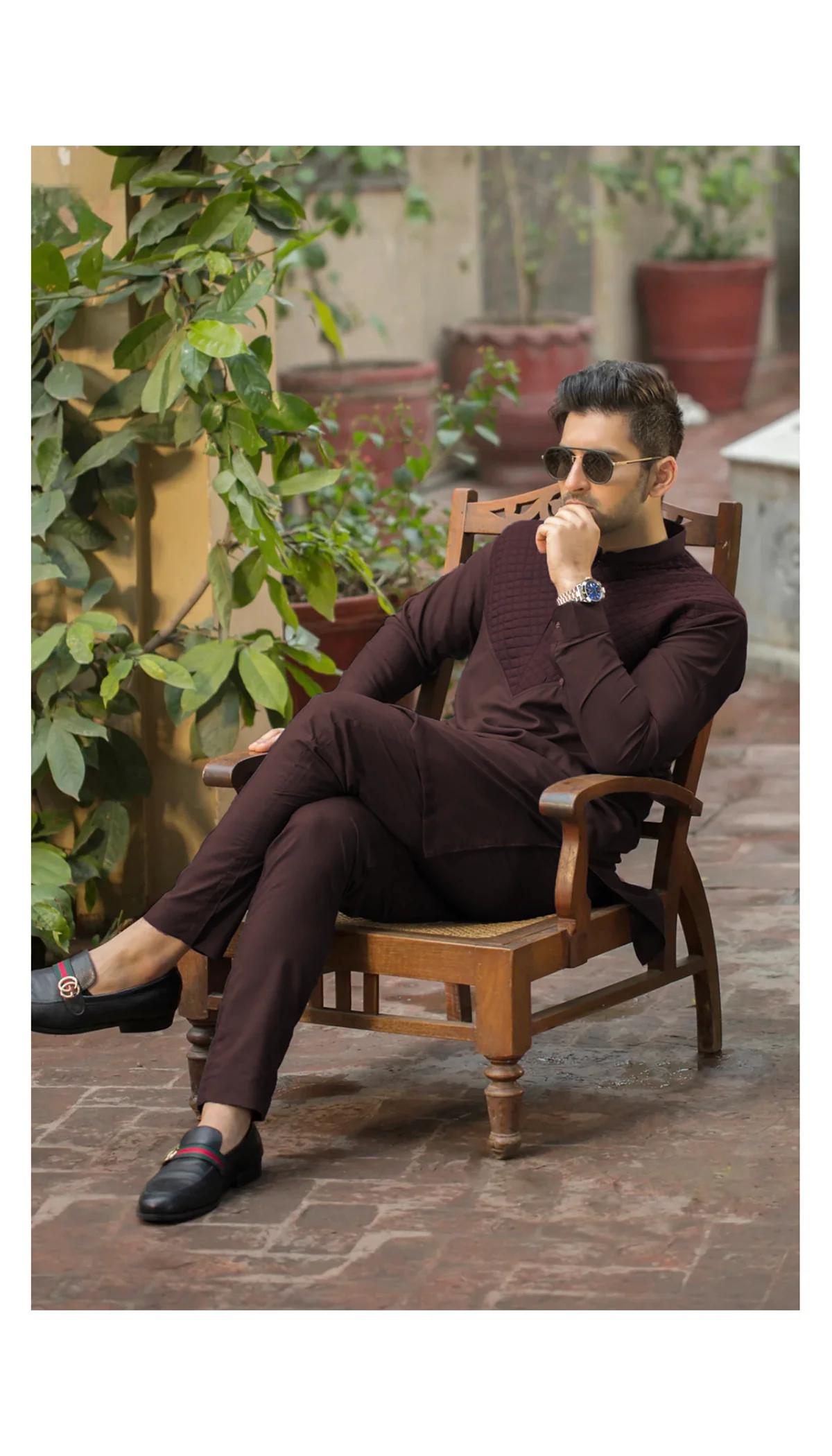 ALL SEASON Suit STITCHED KURTA TROUSER WITH BAN-MAROON