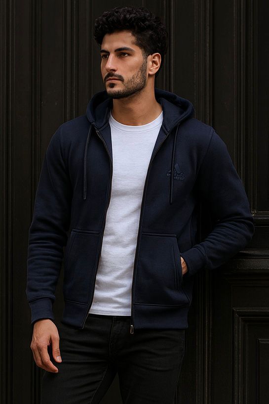 0.03 COMFORTABLE CLASSIC FLEECE HOODIE-BLUE